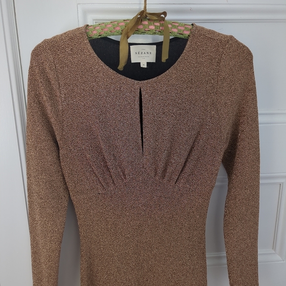 Sézane holiday gold bodycon dress M - Picture 5 of 8